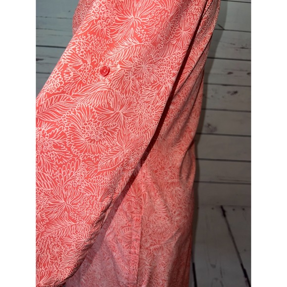 Title Nine Dress Small Botanical Shirtdress Nimblene Zip Pocket TN-200983 Orange - Picture 14 of 16